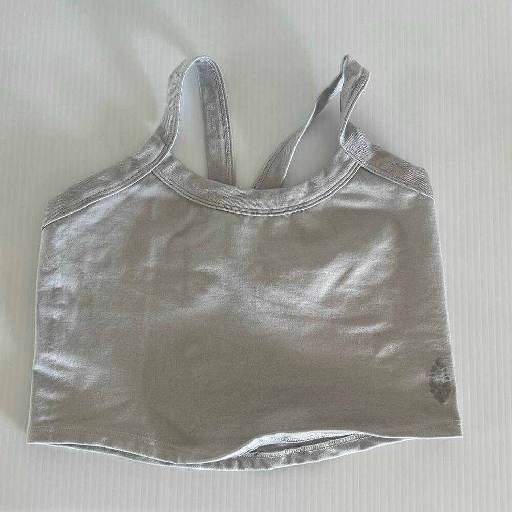 FP Movement Free People Metallic Silver Shimmer Crop Tank Top Small